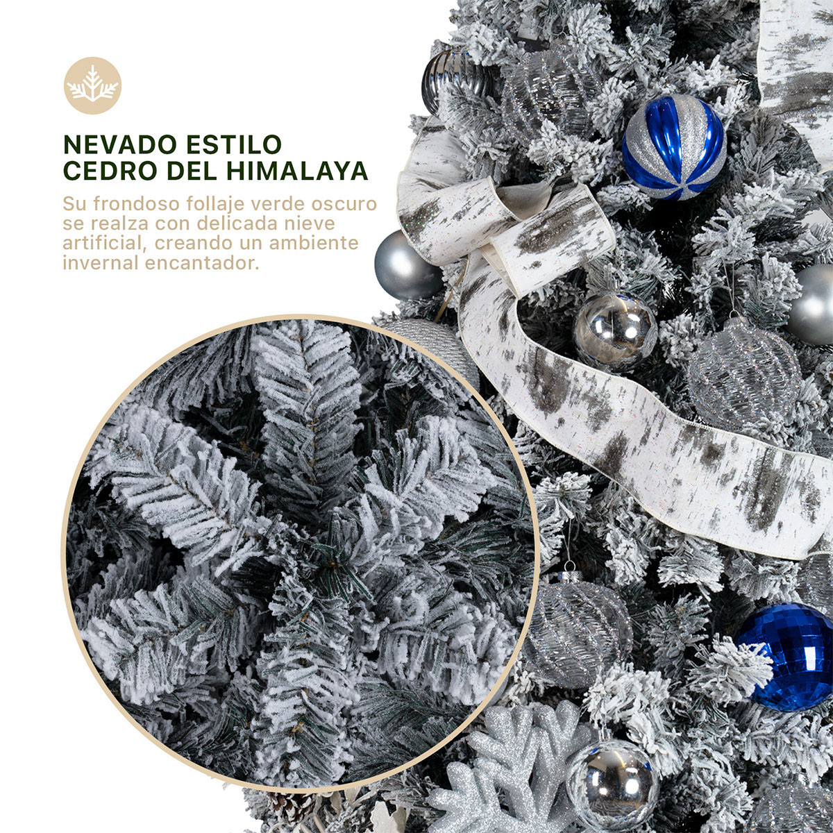 Foto 2 | Árbol De Navidad Nevado Esquimal Pino Verde Oscuro 2.20m Con 1050 Ramas