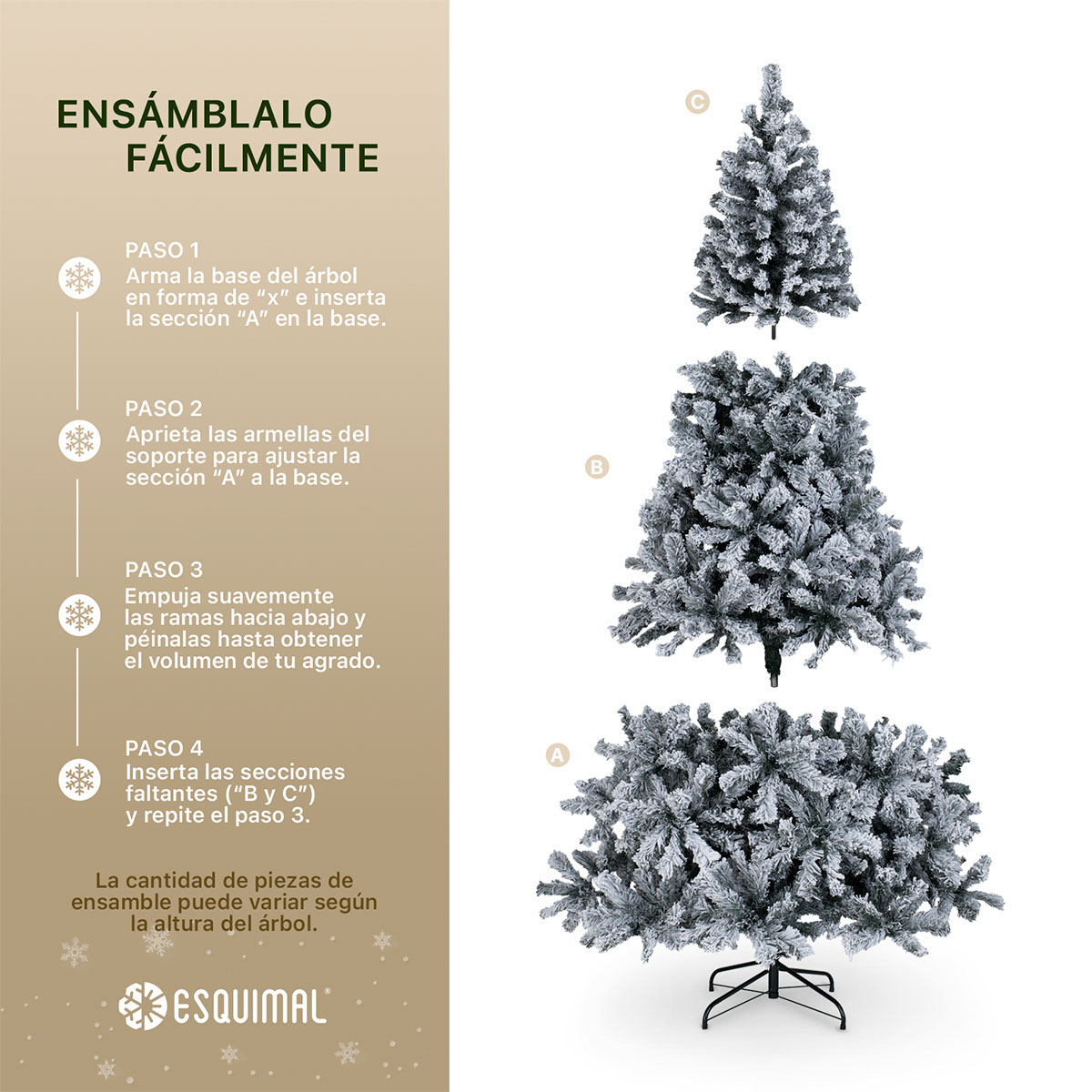 Foto 4 | Árbol De Navidad Nevado Esquimal Pino Verde Oscuro 2.20m Con 1050 Ramas