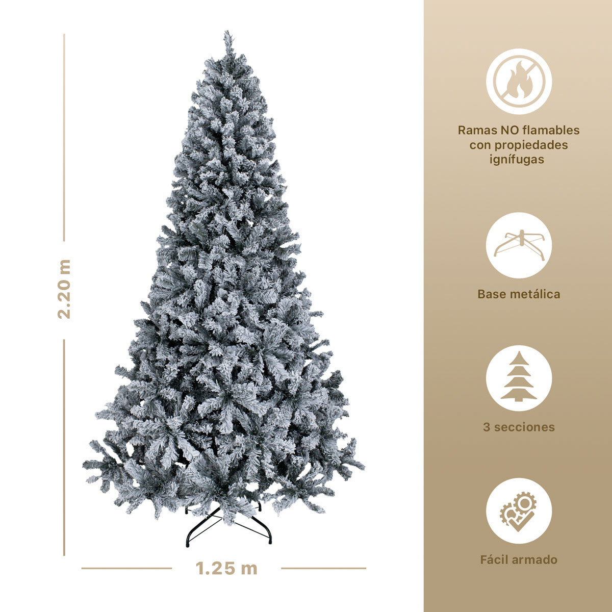 Foto 5 | Árbol De Navidad Nevado Esquimal Pino Verde Oscuro 2.20m Con 1050 Ramas