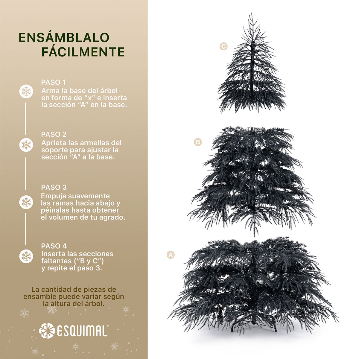 Foto 5 pulgar | Árbol De Navidad Frondoso Esquimal Pino Negro 2.20m Con 965 Ramas