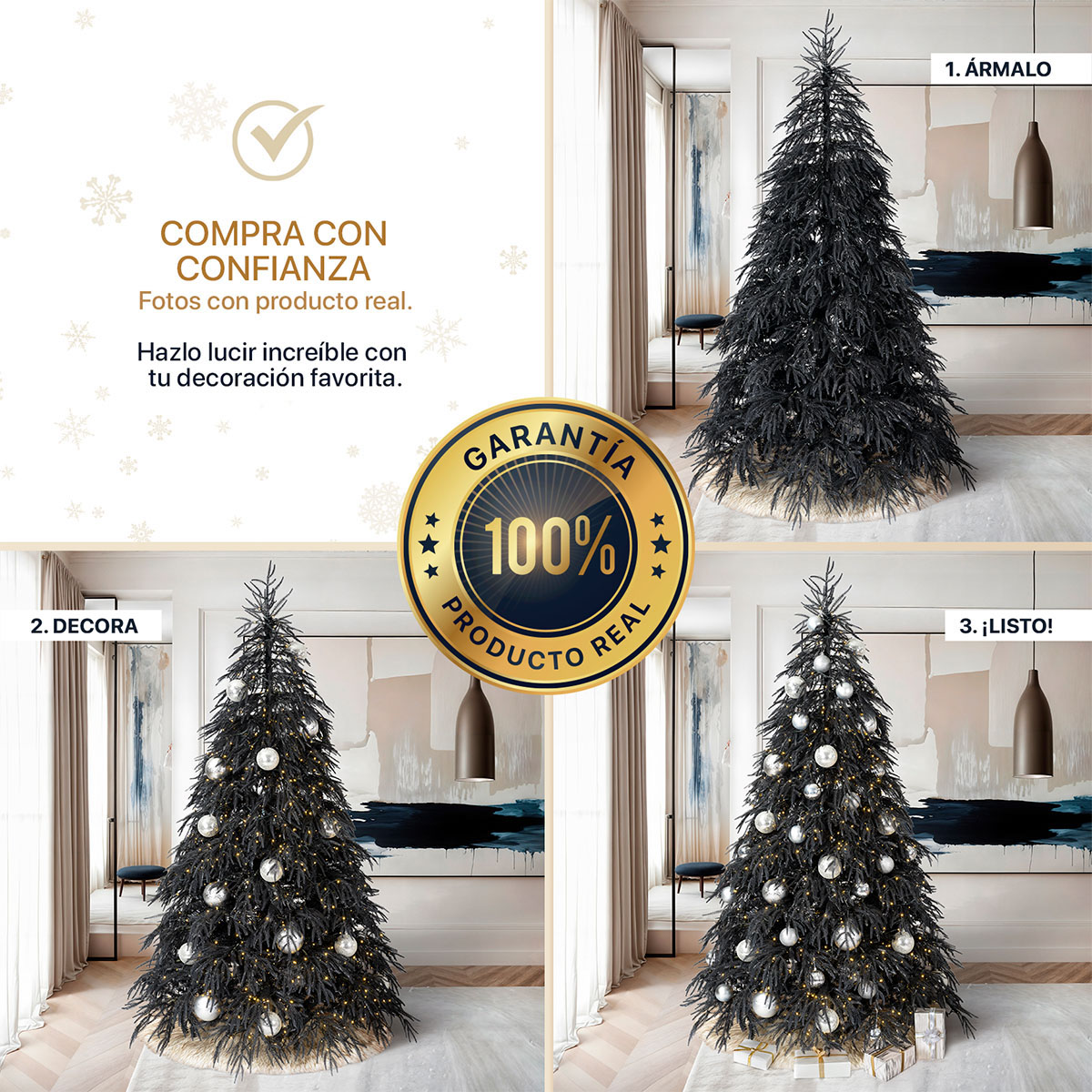 Foto 7 pulgar | Árbol De Navidad Frondoso Esquimal Pino Negro 2.20m Con 965 Ramas