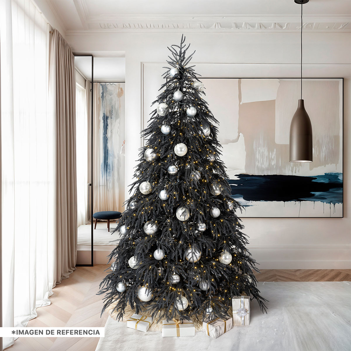 Foto 7 | Árbol De Navidad Frondoso Esquimal Pino Negro 2.20m Con 965 Ramas