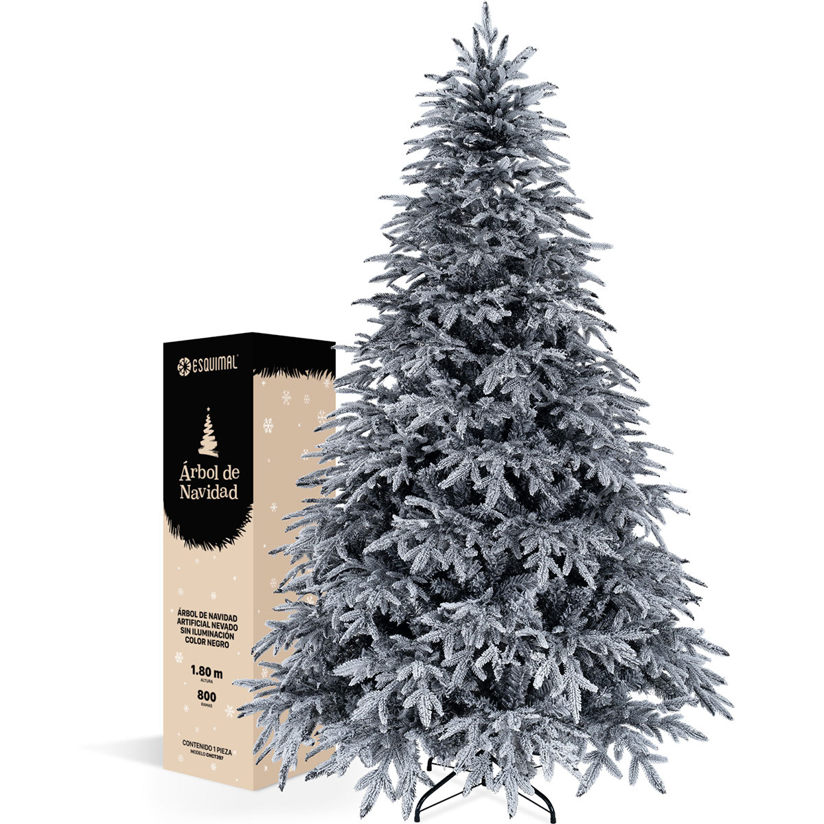 Foto 1 | Árbol De Navidad Nevado Esquimal Pino Negro 1.80m Con 800 Ramas