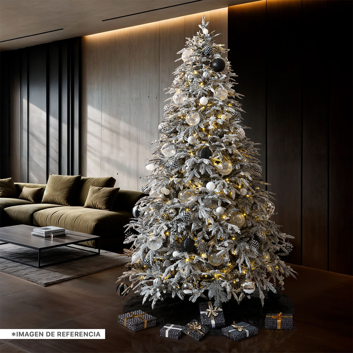 Foto 7 | Árbol De Navidad Nevado Esquimal Pino Negro 1.80m Con 800 Ramas