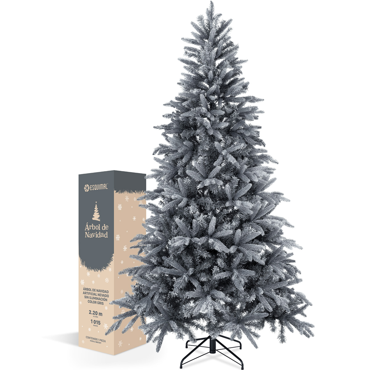 Foto 1 | Árbol De Navidad Nevado Esquimal Pino Frondoso Gris 2.20m Con 1015 Ramas