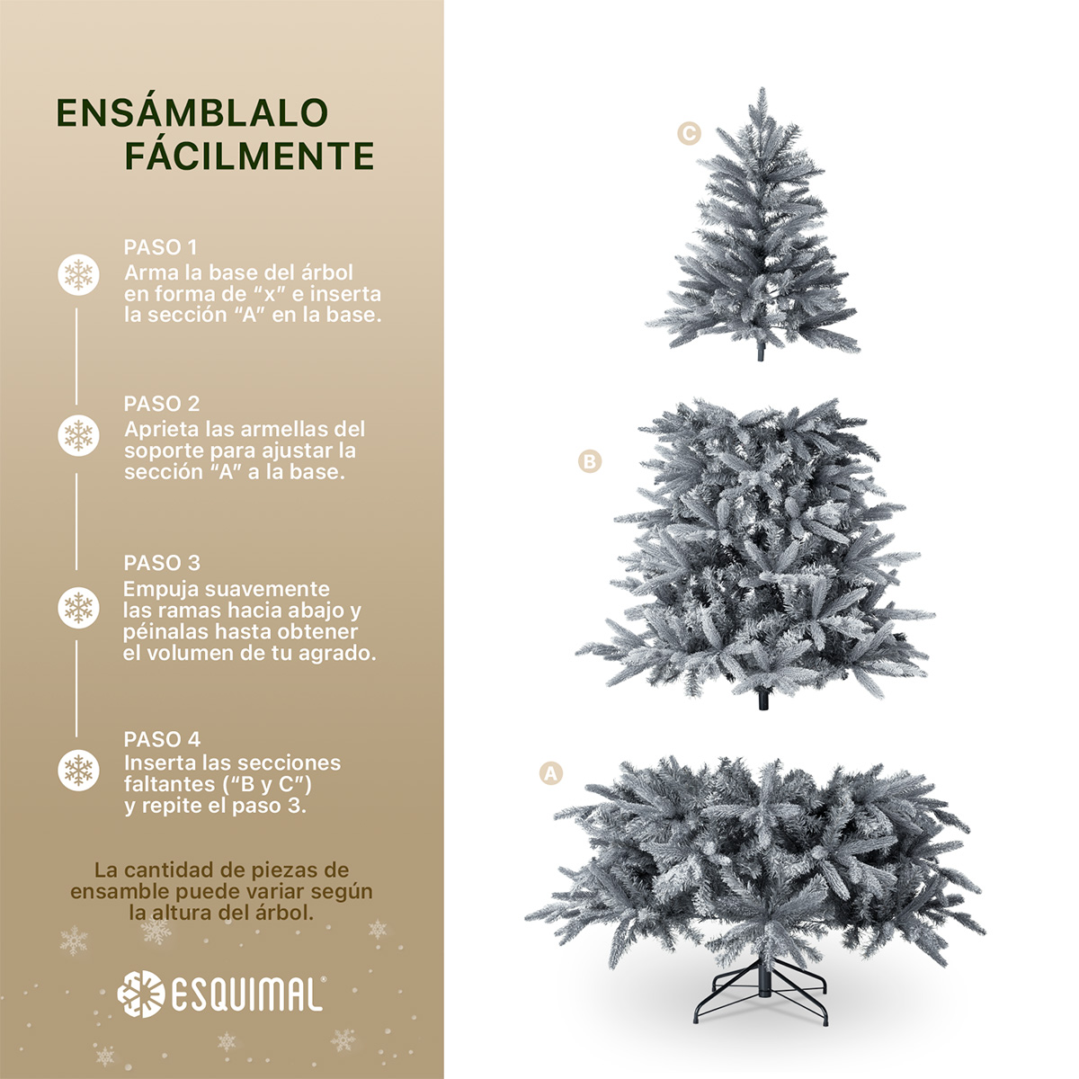 Foto 4 | Árbol De Navidad Nevado Esquimal Pino Frondoso Gris 2.20m Con 1015 Ramas