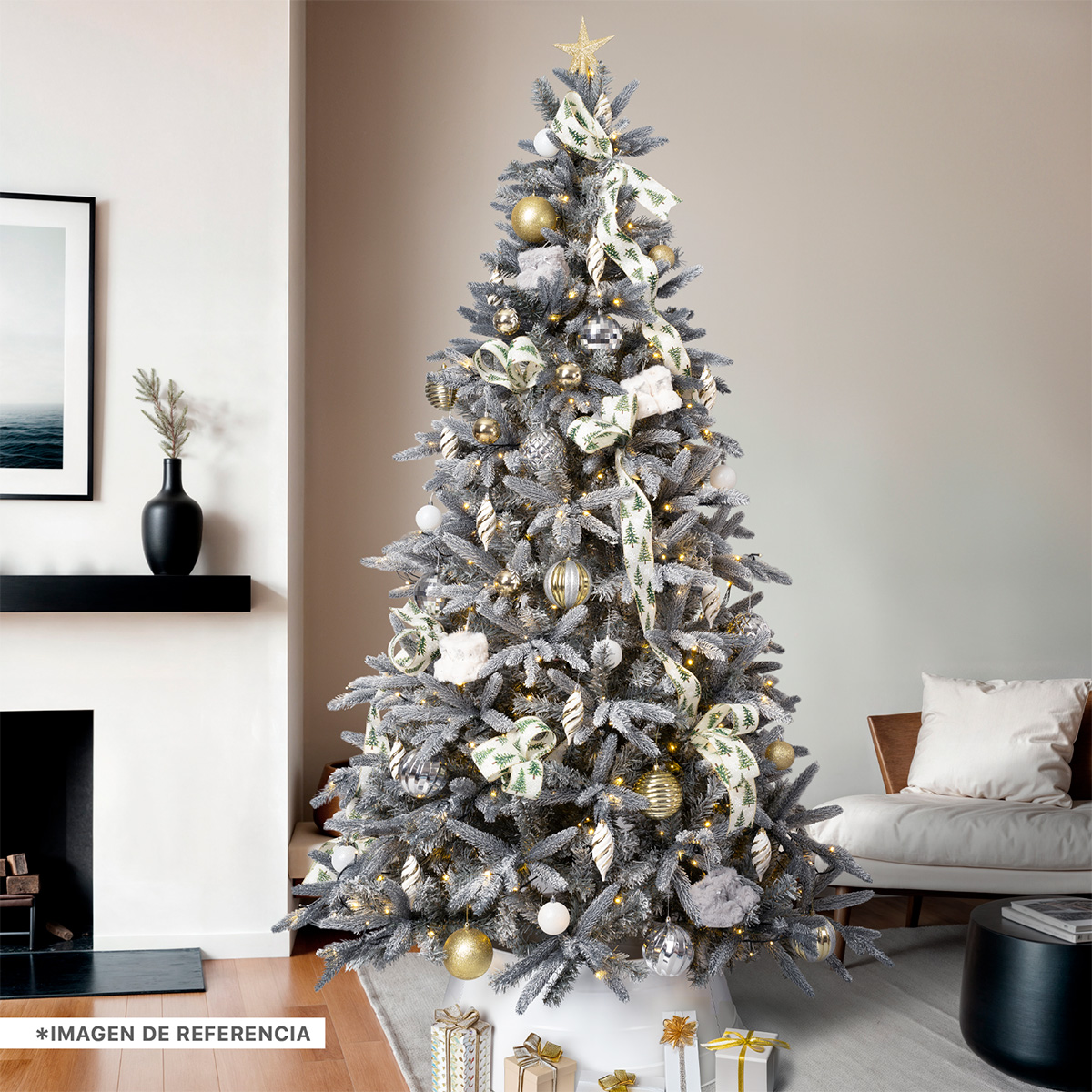Foto 7 | Árbol De Navidad Nevado Esquimal Pino Frondoso Gris 2.20m Con 1015 Ramas