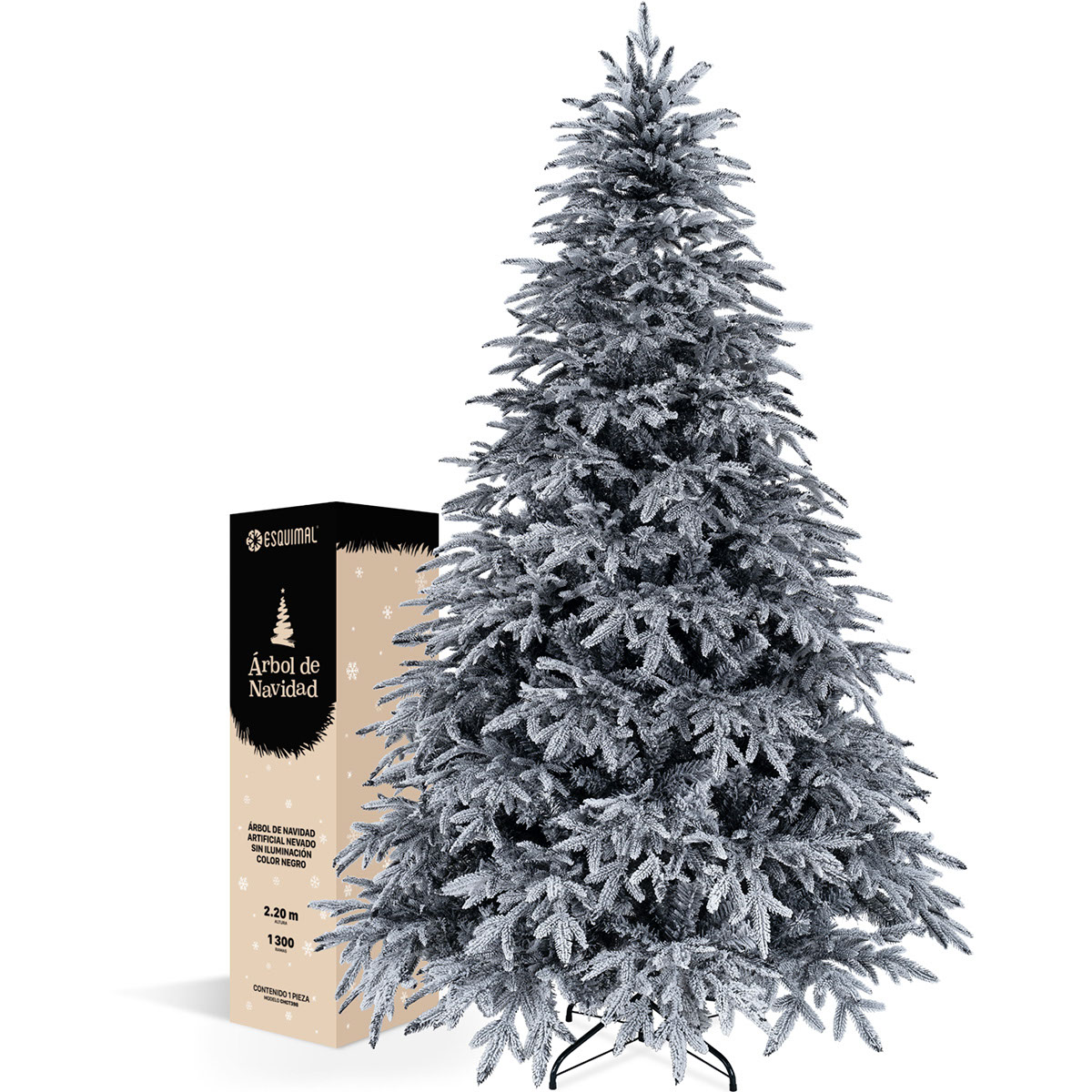 Foto 2 pulgar | Árbol De Navidad Nevado Esquimal Pino Negro 2.20m Con 1300 Ramas