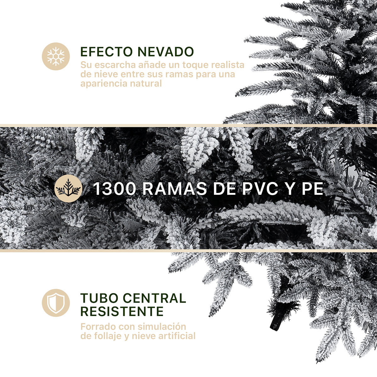 Foto 4 pulgar | Árbol De Navidad Nevado Esquimal Pino Negro 2.20m Con 1300 Ramas