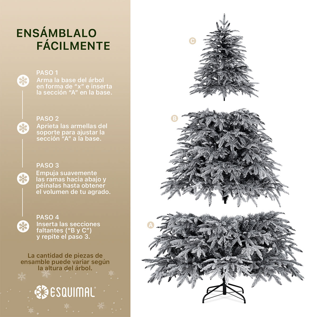 Foto 5 pulgar | Árbol De Navidad Nevado Esquimal Pino Negro 2.20m Con 1300 Ramas
