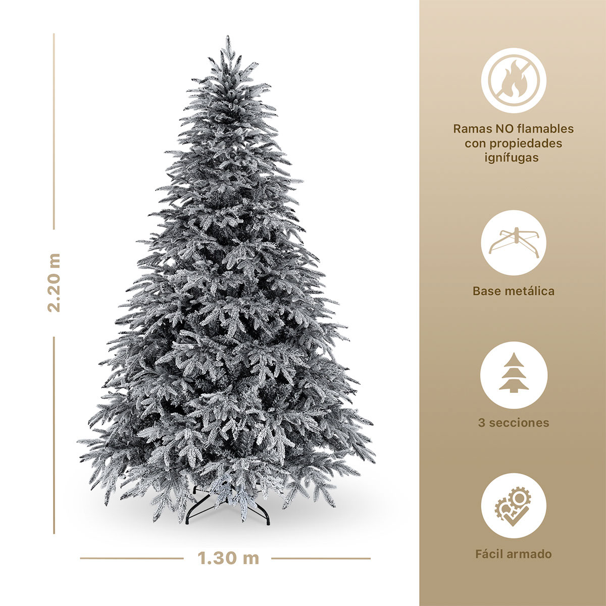 Foto 6 pulgar | Árbol De Navidad Nevado Esquimal Pino Negro 2.20m Con 1300 Ramas