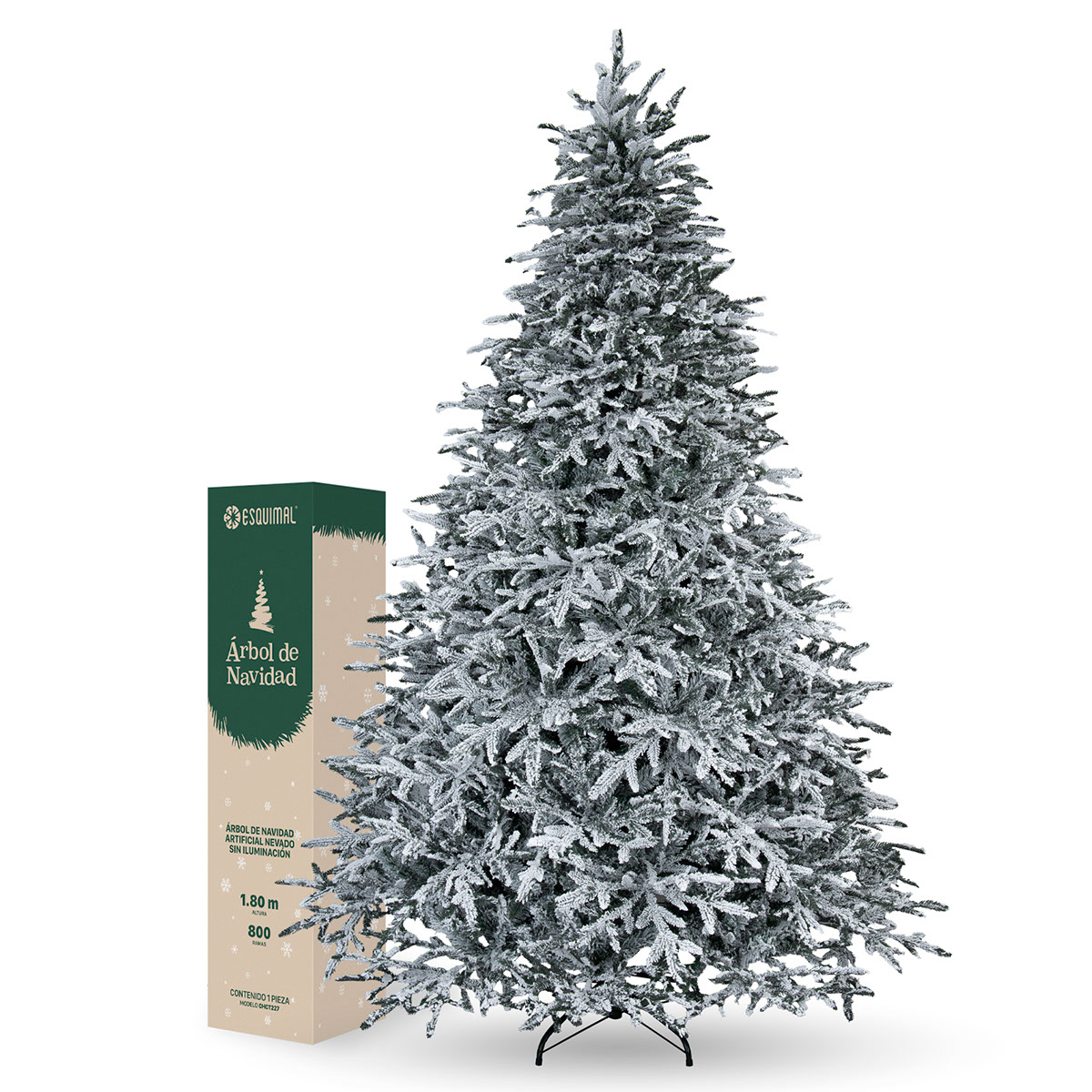 Foto 1 | Árbol De Navidad Nevado Esquimal Pino Verde 1.80m Con 800 Ramas