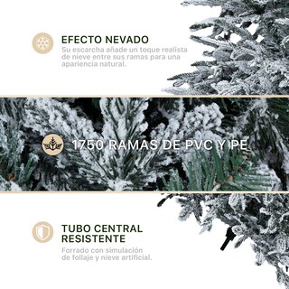 Foto 3 | Árbol De Navidad Esquimal Pino Verde Oscuro Nevado 2.50 M Con 1750 Ramas