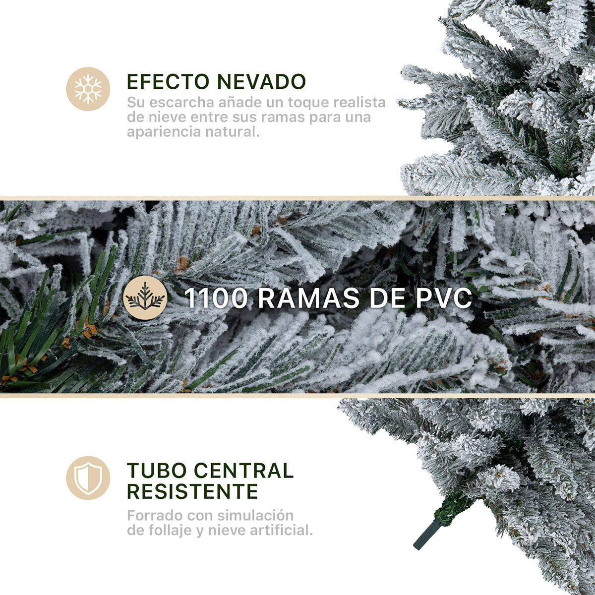 Foto 4 pulgar | Árbol De Navidad Esquimal Pino Verde Nevado 2.20 M Con 1100 Ramas