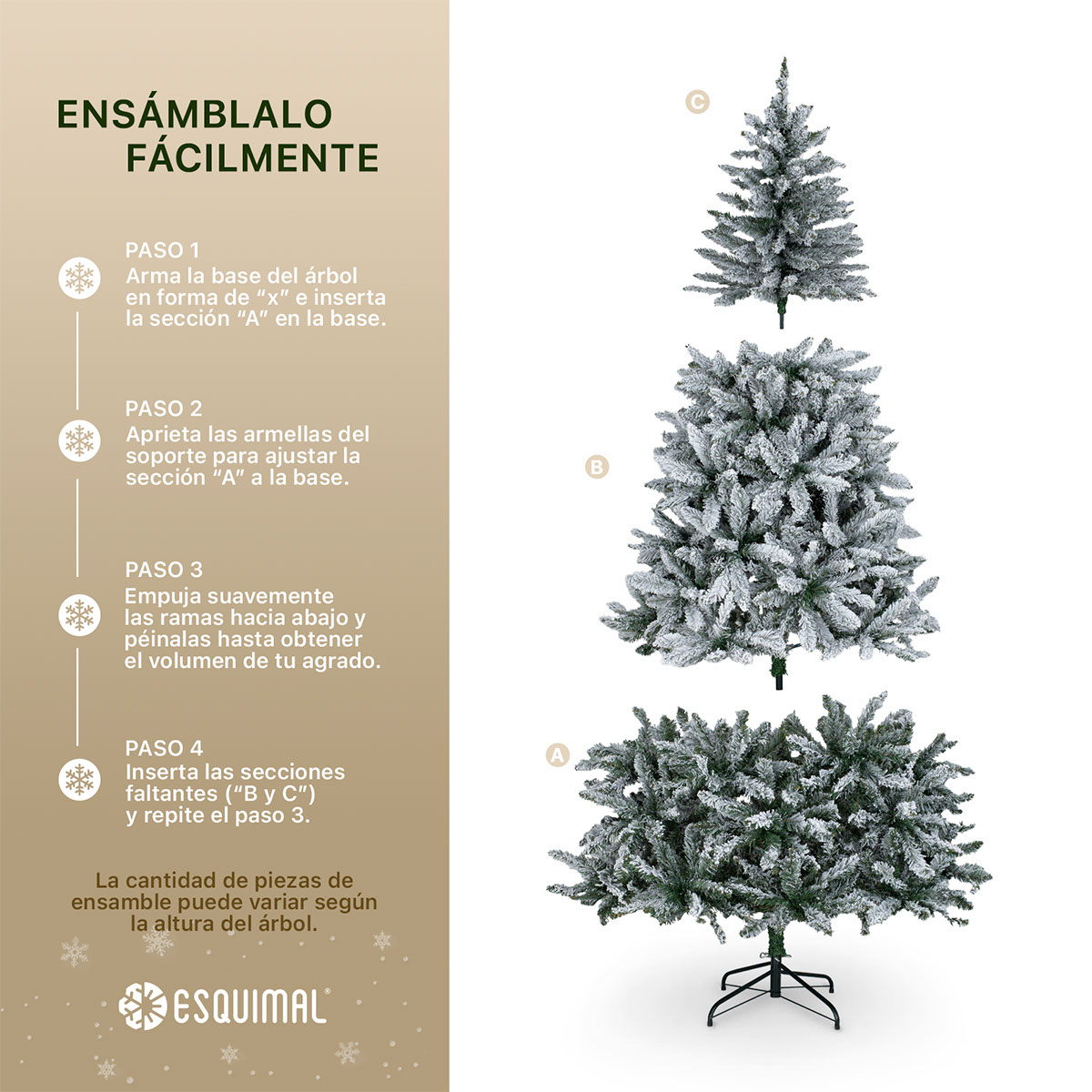 Foto 5 pulgar | Árbol De Navidad Esquimal Pino Verde Nevado 2.20 M Con 1100 Ramas