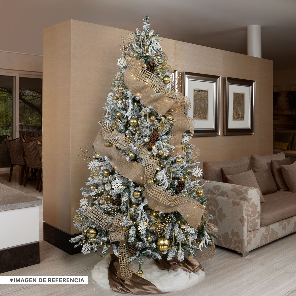 Foto 7 | Árbol De Navidad Esquimal Pino Verde Nevado 2.20 M Con 1100 Ramas