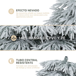 Foto 3 | Árbol De Navidad Esquimal Pino Verde Nevado Frondoso 2.50 M Con 1405 Ramas Mixtas