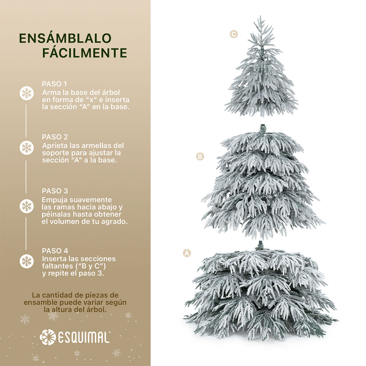 Foto 5 pulgar | Árbol De Navidad Esquimal Pino Verde Nevado Frondoso 2.50 M Con 1405 Ramas Mixtas