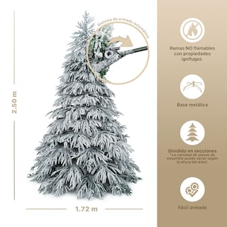 Foto 5 | Árbol De Navidad Esquimal Pino Verde Nevado Frondoso 2.50 M Con 1405 Ramas Mixtas