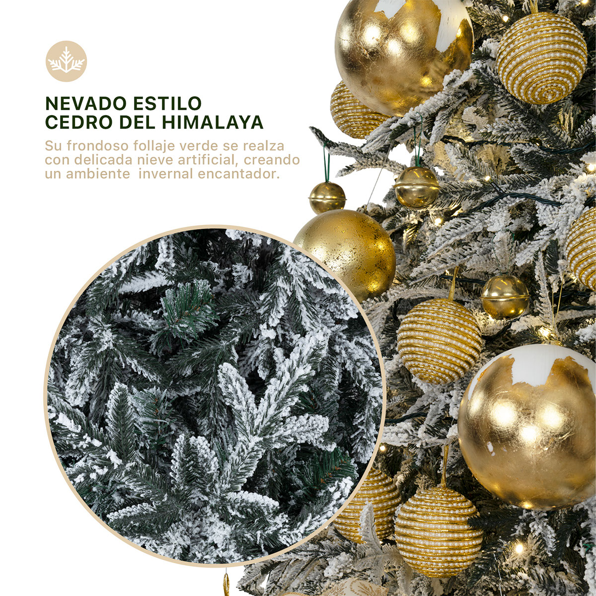 Foto 2 | Árbol De Navidad Esquimal Pino Verde Oscuro Nevado 2.20 M Con 1300 Ramas