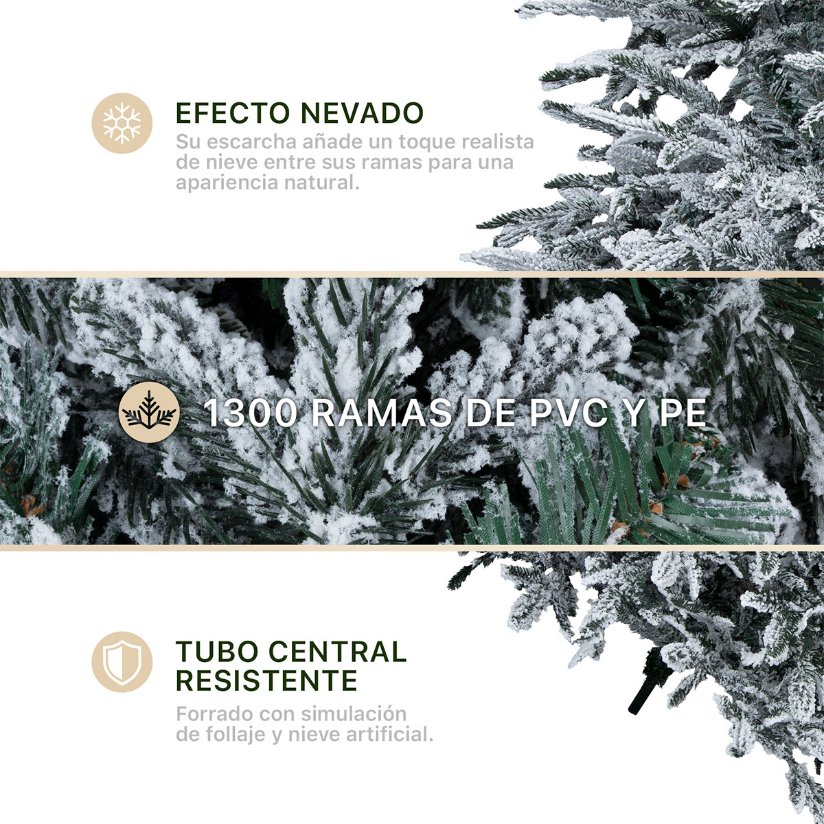 Foto 4 pulgar | Árbol De Navidad Esquimal Pino Verde Oscuro Nevado 2.20 M Con 1300 Ramas
