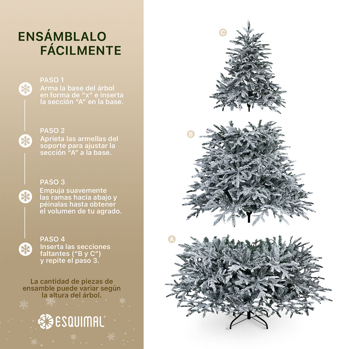 Foto 5 pulgar | Árbol De Navidad Esquimal Pino Verde Oscuro Nevado 2.20 M Con 1300 Ramas