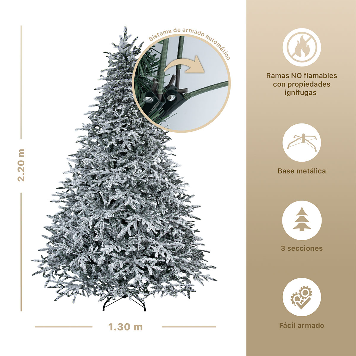 Foto 5 | Árbol De Navidad Esquimal Pino Verde Oscuro Nevado 2.20 M Con 1300 Ramas