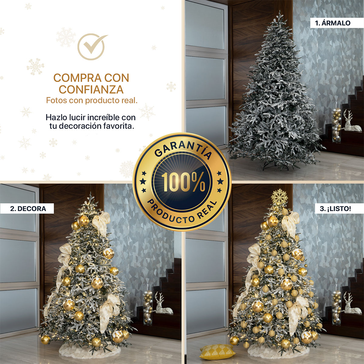 Foto 6 | Árbol De Navidad Esquimal Pino Verde Oscuro Nevado 2.20 M Con 1300 Ramas