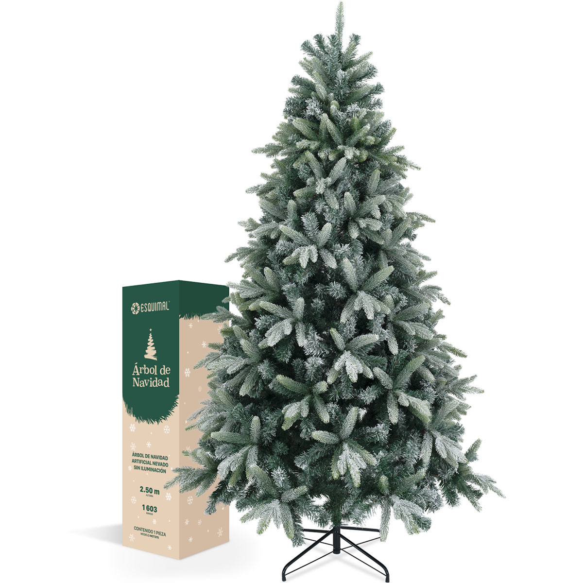 Foto 2 pulgar | Árbol De Navidad Esquimal Pino Verde Nevado 2.50 M Con 1603 Ramas