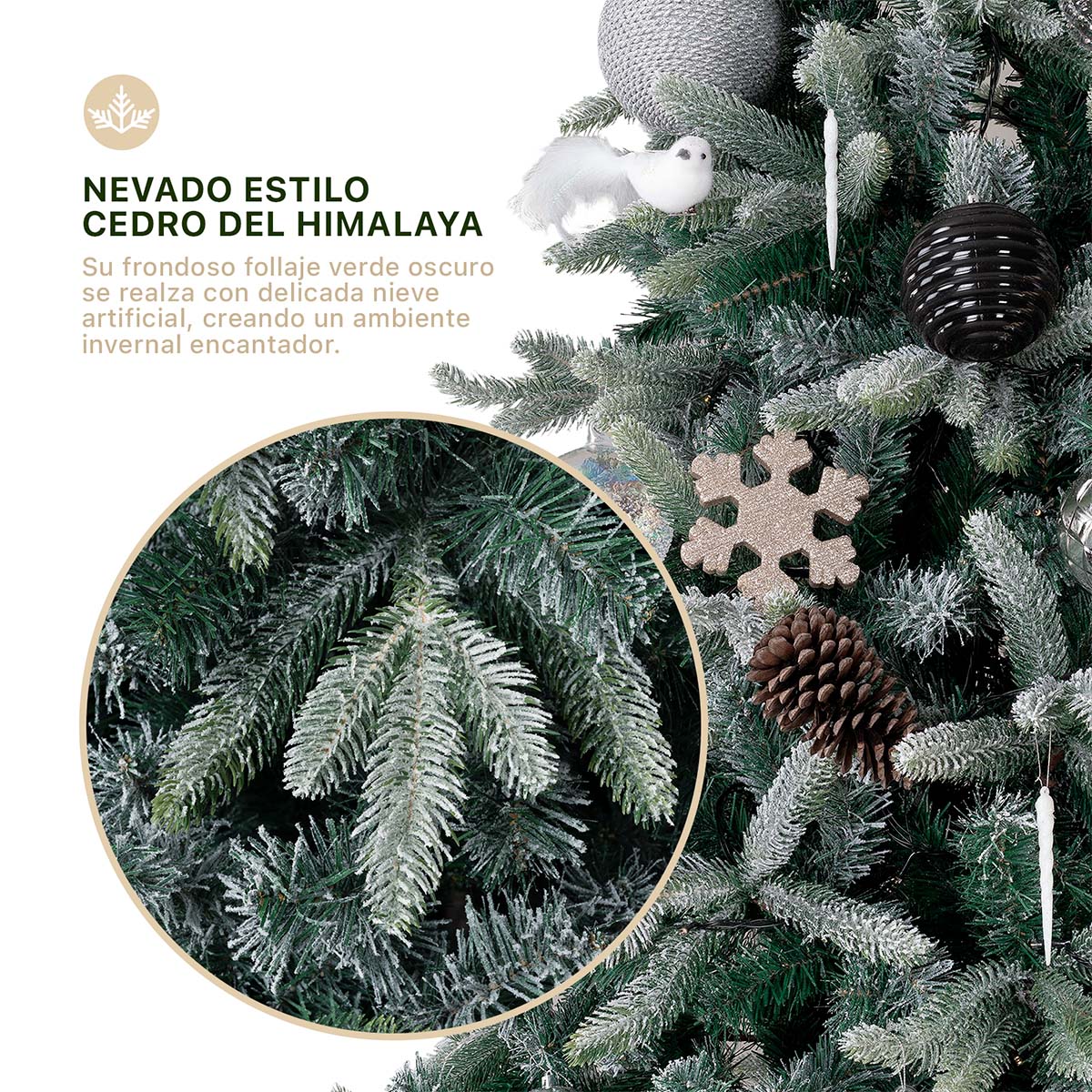 Foto 3 pulgar | Árbol De Navidad Esquimal Pino Verde Nevado 2.50 M Con 1603 Ramas