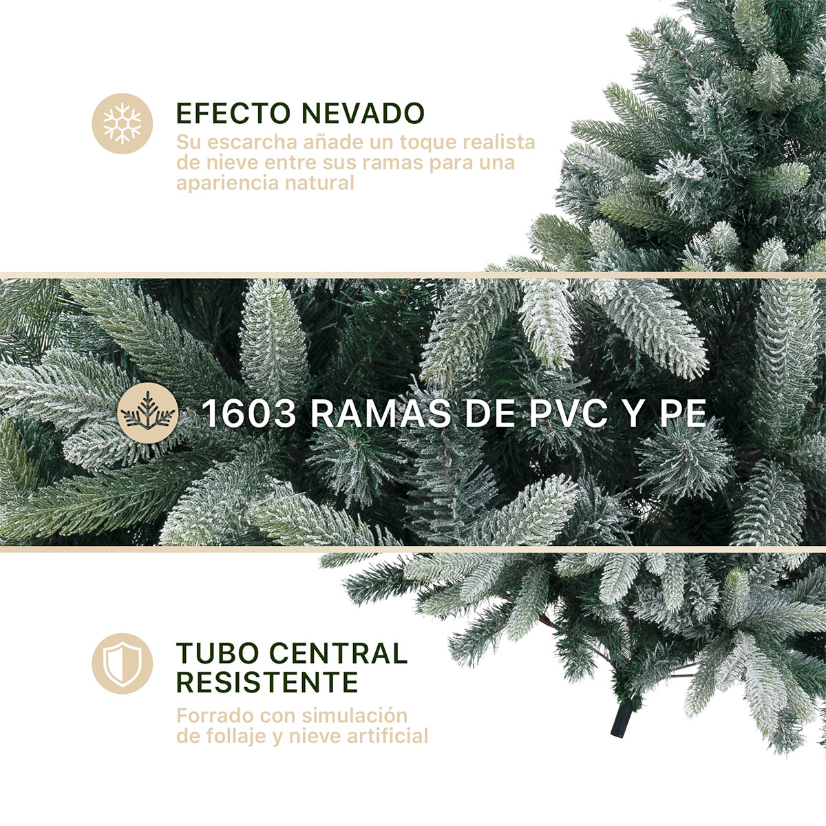 Foto 4 pulgar | Árbol De Navidad Esquimal Pino Verde Nevado 2.50 M Con 1603 Ramas