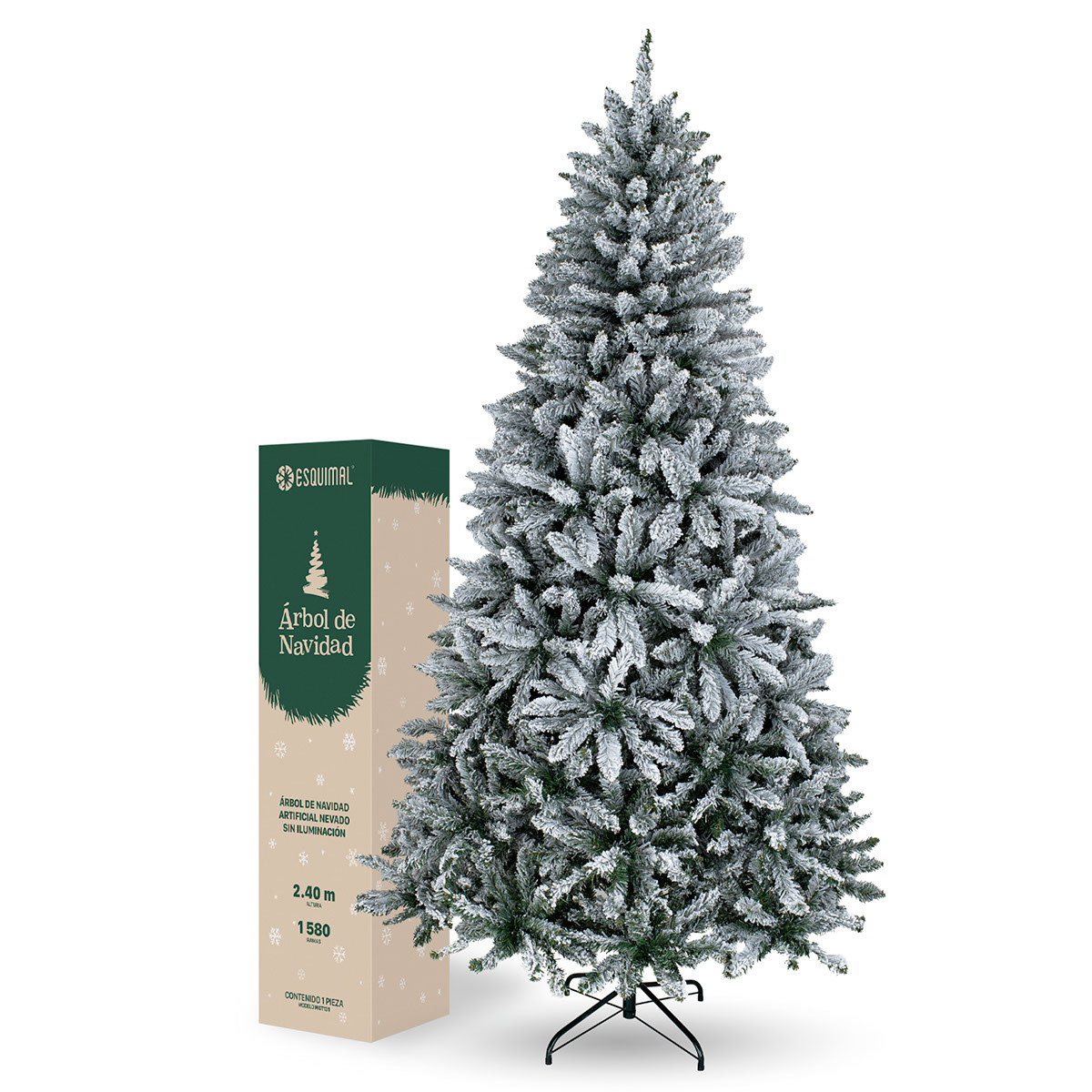 Foto 2 pulgar | Árbol De Navidad Esquimal Pino Verde Nevado 2.40 M Con 1580 Ramas