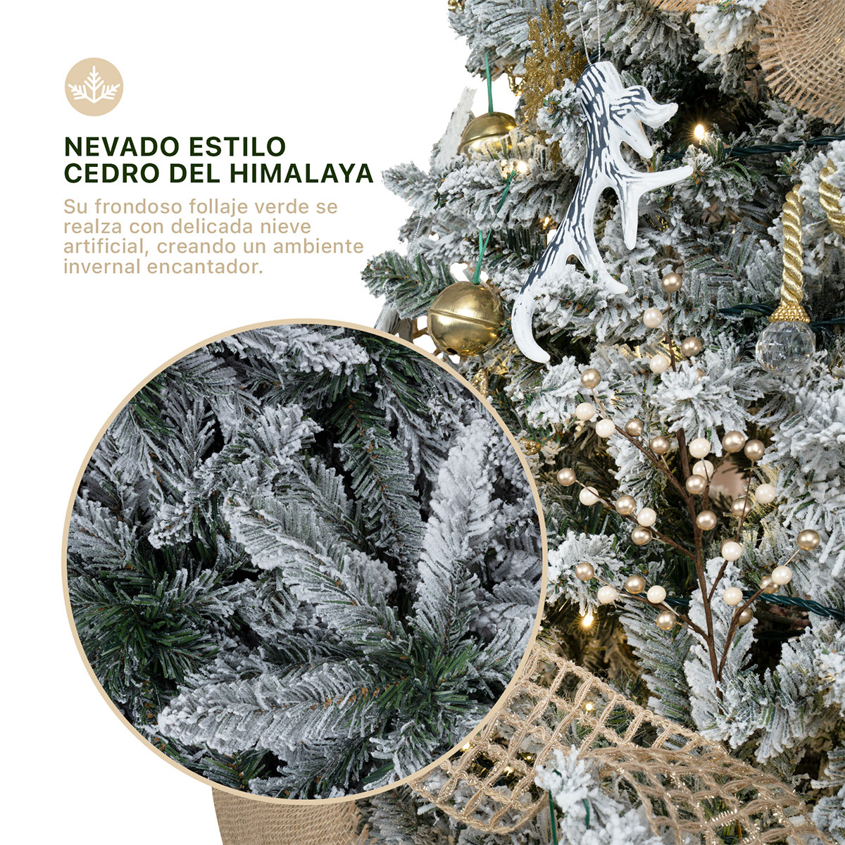 Foto 3 pulgar | Árbol De Navidad Esquimal Pino Verde Nevado 2.40 M Con 1580 Ramas