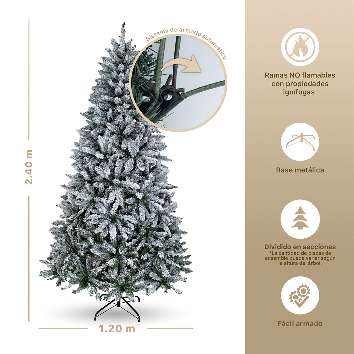 Foto 5 | Árbol De Navidad Esquimal Pino Verde Nevado 2.40 M Con 1580 Ramas
