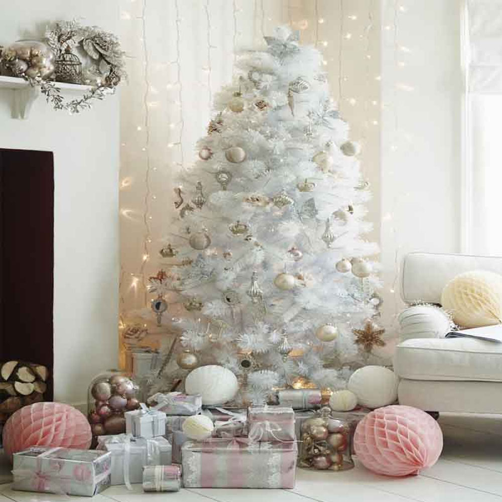 Foto 5 pulgar | Arbol De Navidad Artificial Blanco Frondoso Alto 1.60 M Valley Kyuden Home