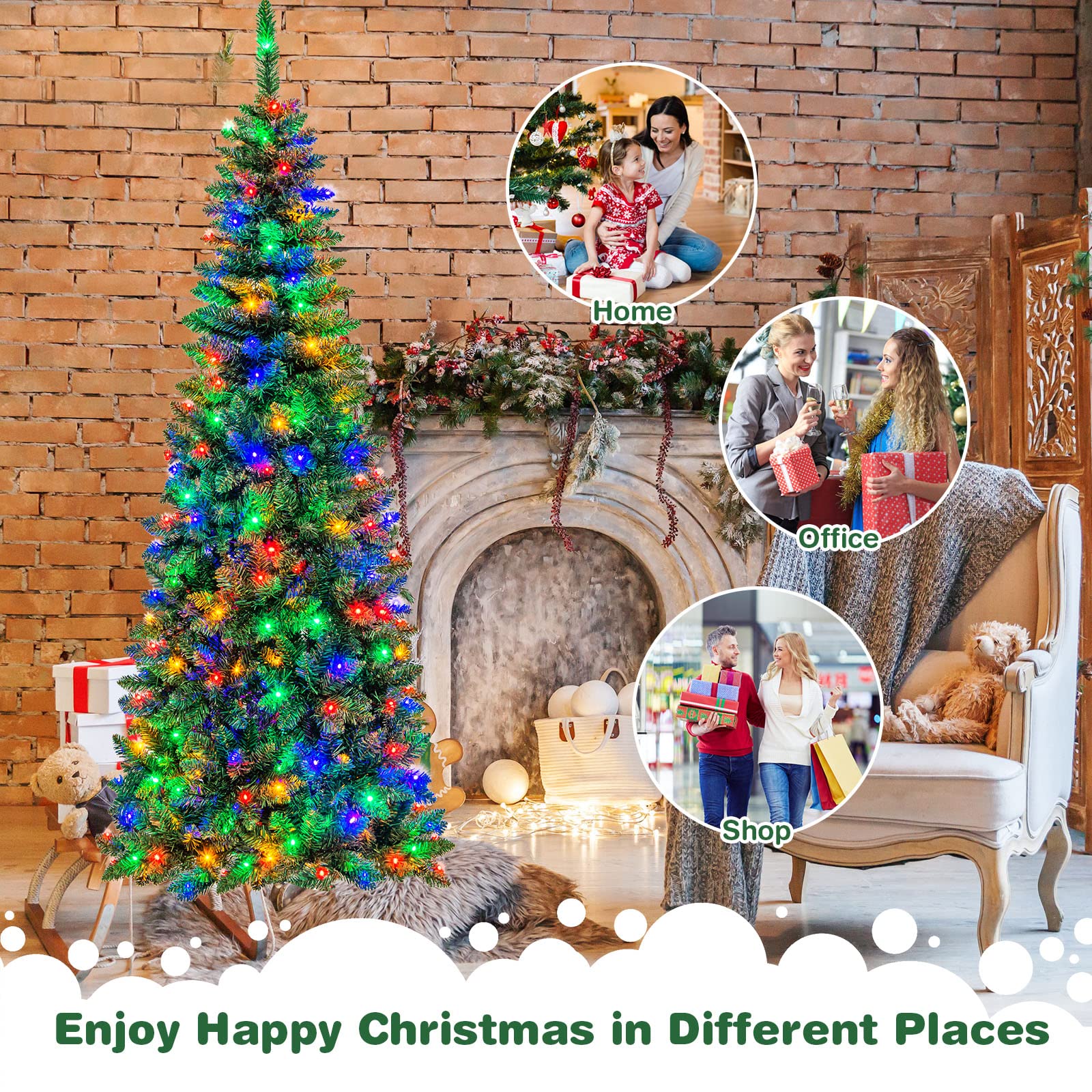 Foto 3 pulgar | Lápiz Preiluminado Goplus Christmas Tree De 2 2 M Con 250 Luces Led - Venta Internacional.