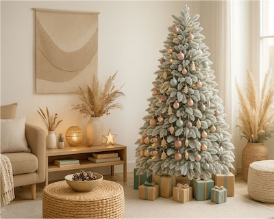 Foto 4 | Árbol De Navidad Premium Nevado Con Piñas 1.80 M X .75 M – Realista Elegante Y Duradero Kyuden Home