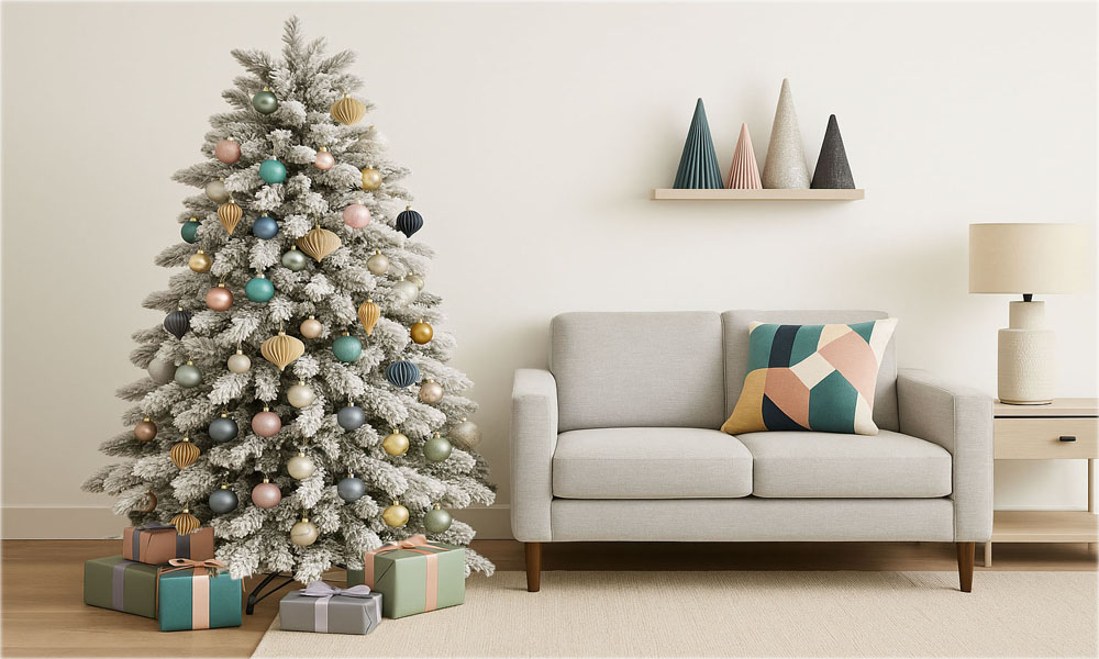 Foto 6 pulgar | Árbol De Navidad Premium Nevado Con Piñas 1.80 M X .75 M – Realista  Elegante Y Duradero Kyuden Home