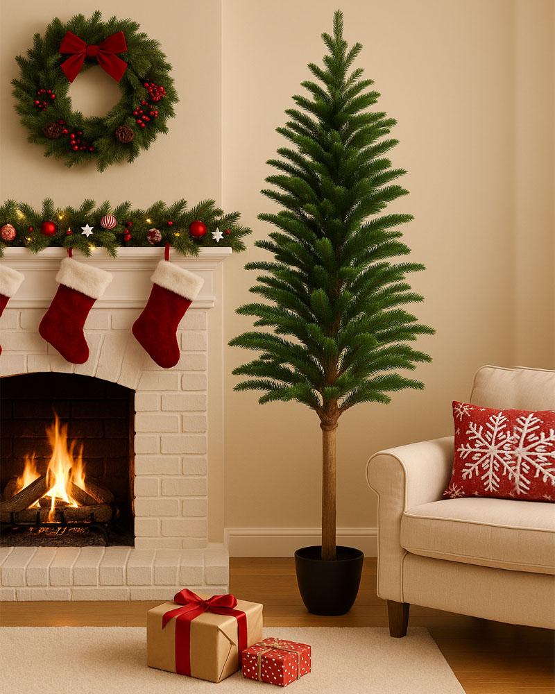 Foto 5 pulgar | Árbol De Navidad Premium Verde Minimalista En Maceta 1.80 M X 22 Cm – Moderno Y Elegante Kyuden Home