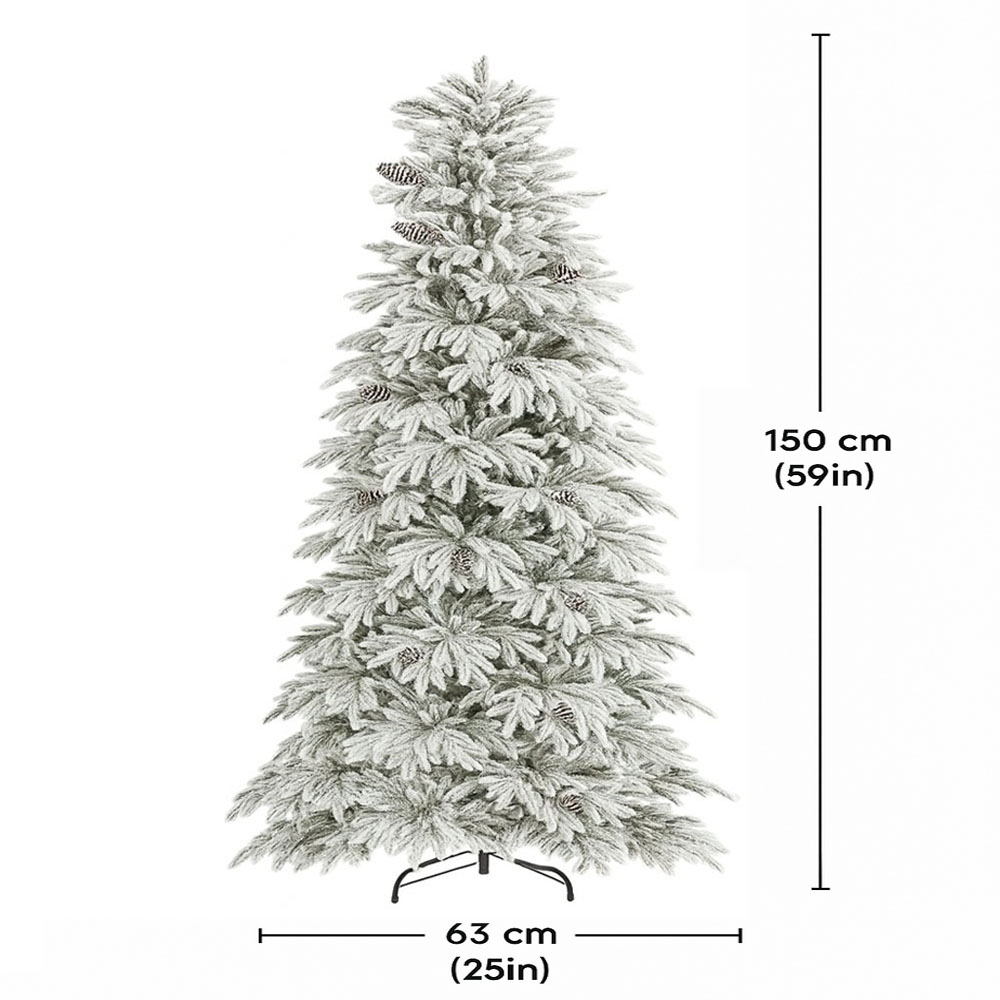 Foto 3 pulgar | Árbol De Navidad Premium Nevado Con Piñas 1.50 M X .63 M – Realista  Elegante Y Duradero Kyuden Home
