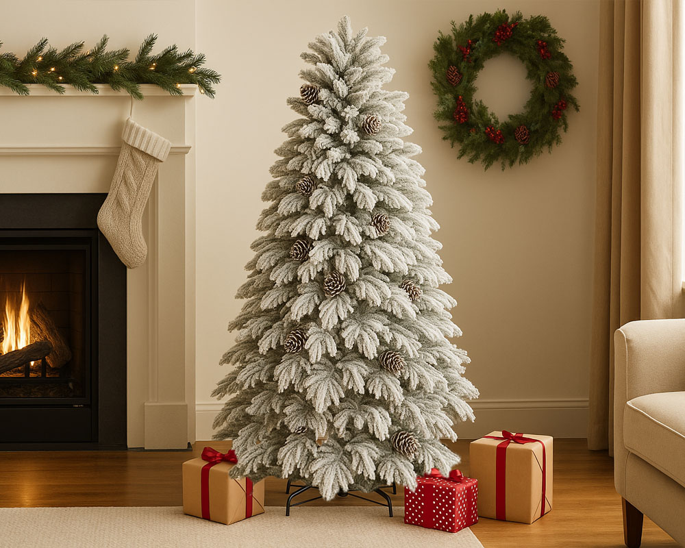 Foto 5 pulgar | Árbol De Navidad Premium Nevado Con Piñas 1.50 M X .63 M – Realista  Elegante Y Duradero Kyuden Home