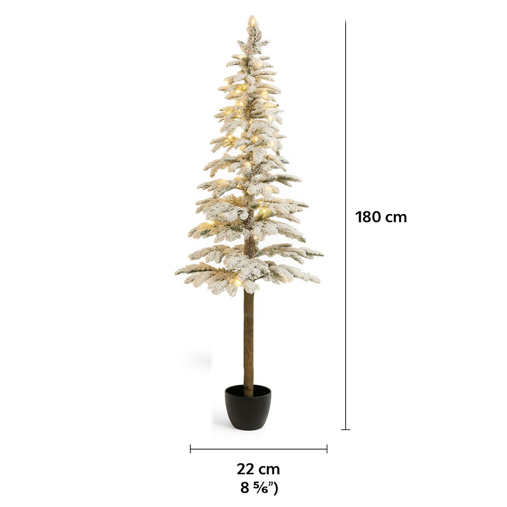 Foto 3 pulgar | Árbol De Navidad Premium Nevado Con Luces Led Y Maceta 1.80 M X 22 Cm – Slim  Moderno Y Elegante Kyuden Home