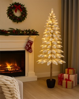 Foto 4 | Árbol De Navidad Premium Nevado Con Luces Led Y Maceta 1.80 M X 22 Cm – Slim Moderno Y Elegante Kyuden Home