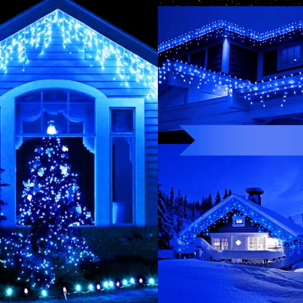 Foto 6 pulgar | Cascada de Luces de Navidad Dosyu 13 Mts 8 Modos de Luz Azul 700 Leds