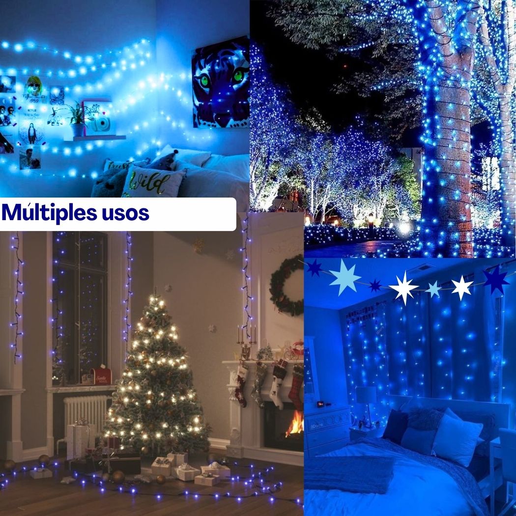 Foto 4 pulgar | Serie de Luces Navideñas 200 Leds 10 Mts color Azul Dosyu