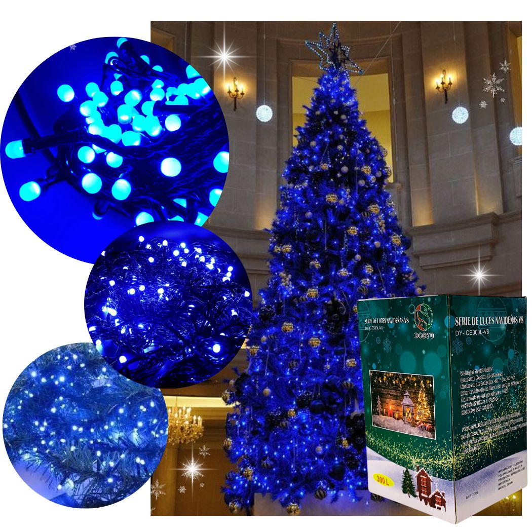 Serie de Luces Navideñas 300 Leds 15 Mts color Azul Dosyu