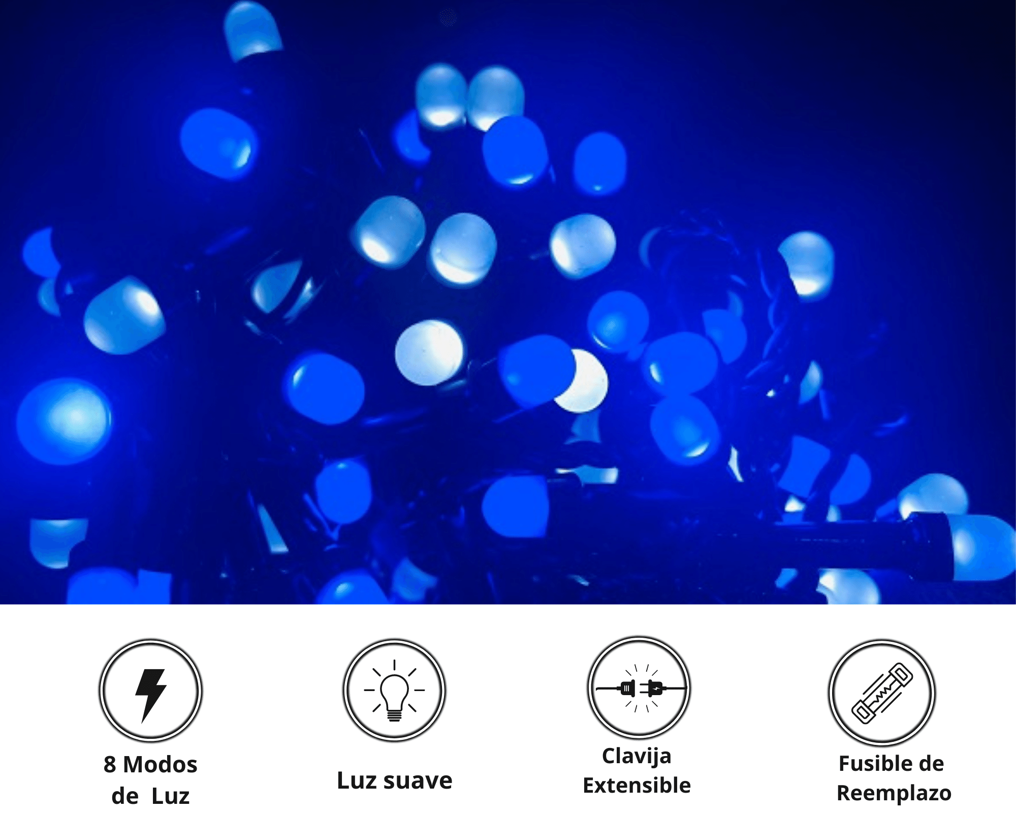 Foto 3 pulgar | Serie de Luces Navideñas 500 Leds 25 Mts color Azul Dosyu