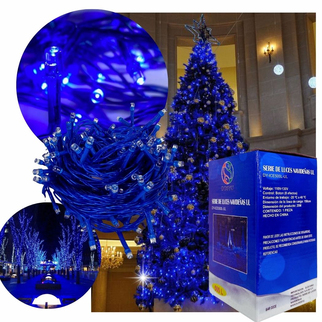 Serie Navideña 500 Leds 25 Mts color Azul Dosyu $398