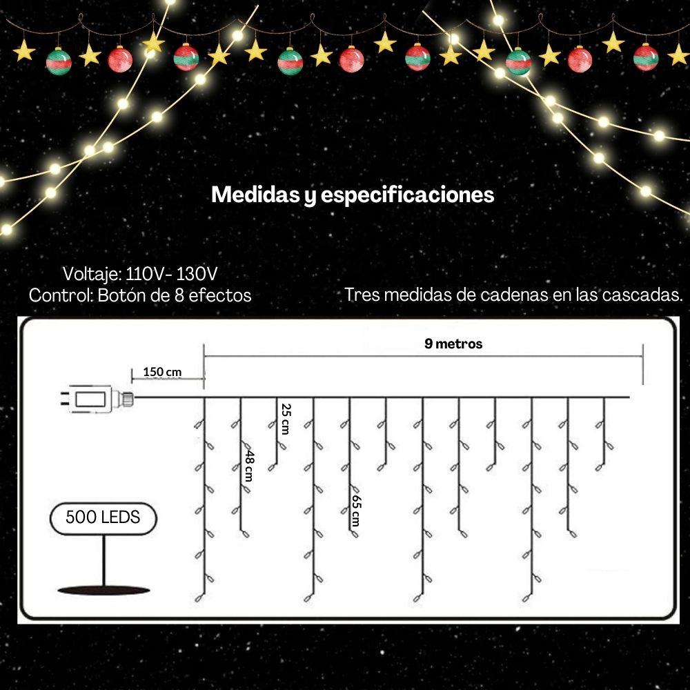 Foto 7 pulgar | Cascada de Luces de Navidad Dosyu Ice500l color Blanco Frio