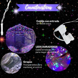 Foto 3 | Cascada de Luces de Navidad Dosyu Ice700l Multicolor